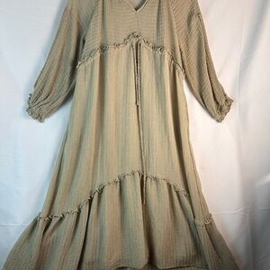 Chic Boho Beige Midi lined Dress